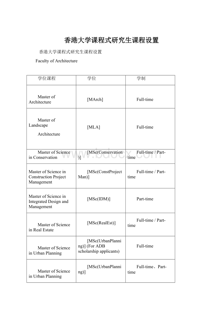 香港大学课程式研究生课程设置文档格式.docx_第1页