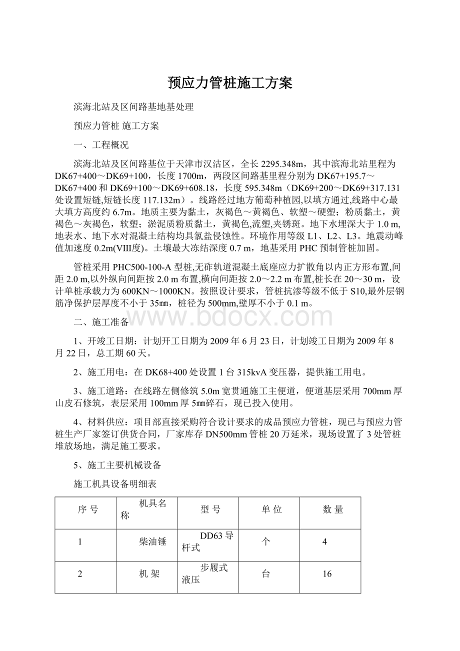 预应力管桩施工方案Word格式文档下载.docx