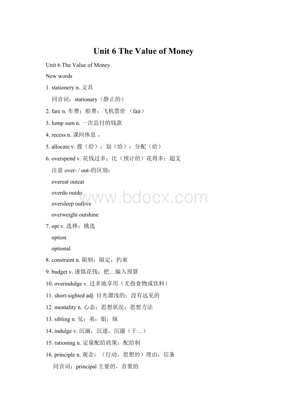 Unit 6 The Value of Money.docx_第1页