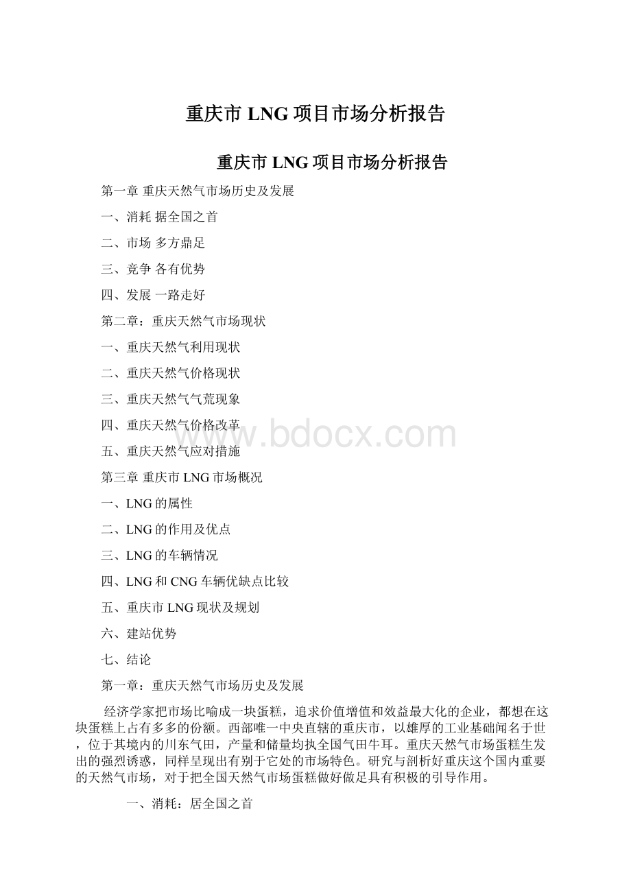 重庆市LNG项目市场分析报告.docx_第1页