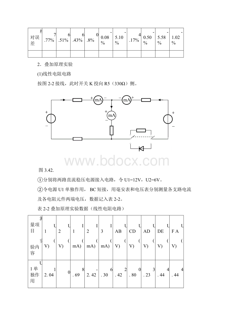 实验二基尔霍夫定律和叠加原理的验证实验报告答案.docx_第3页