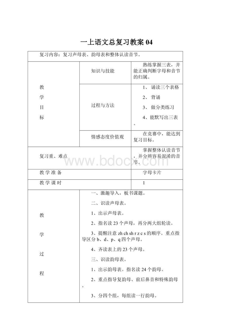 一上语文总复习教案04Word文件下载.docx