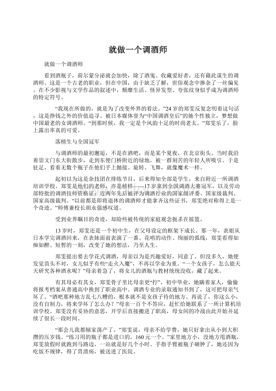 就做一个调酒师文档格式.docx