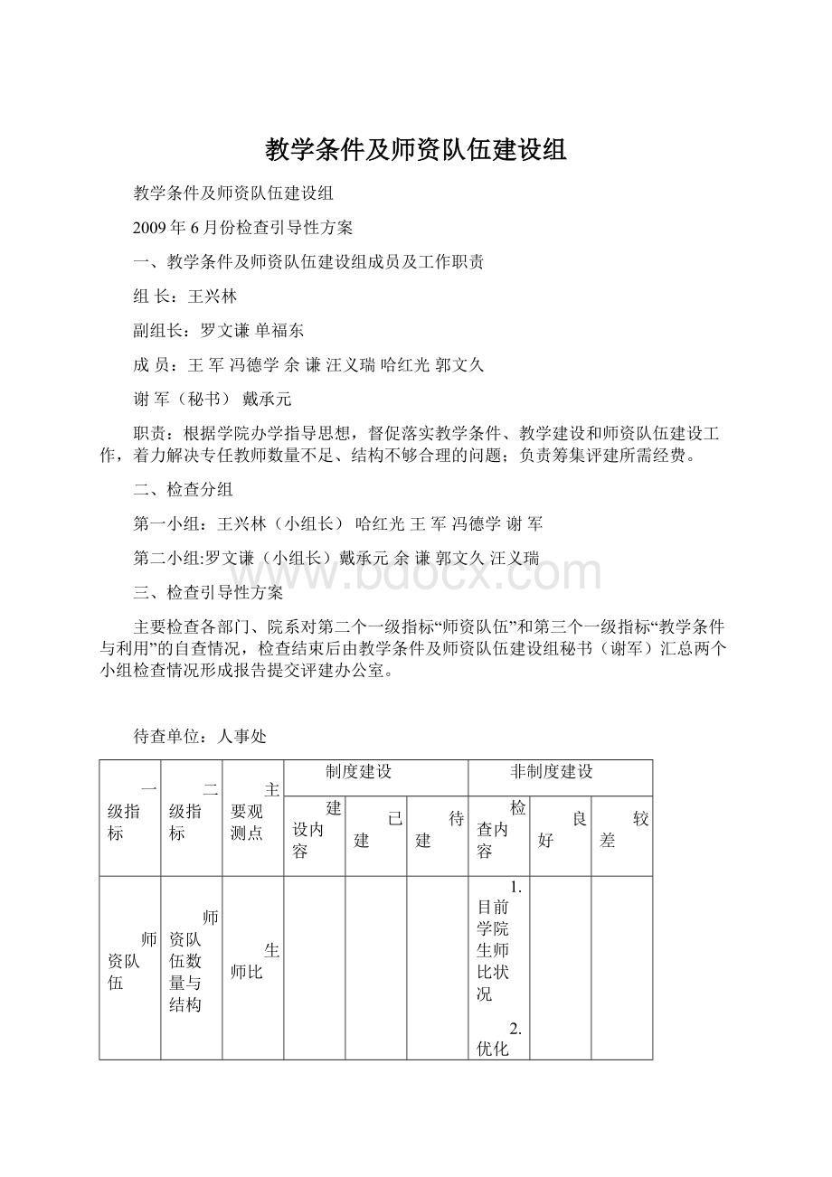 教学条件及师资队伍建设组.docx