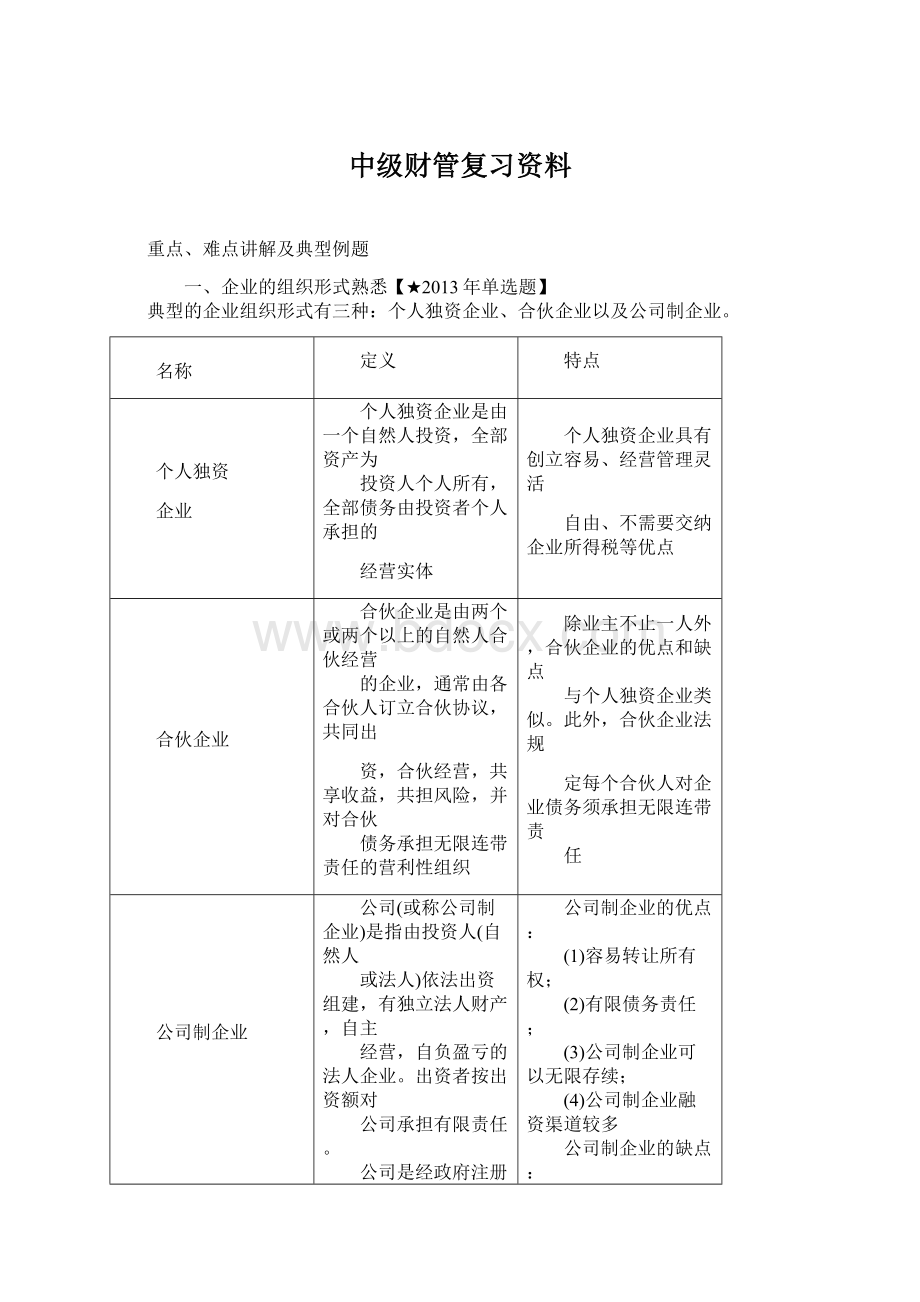 中级财管复习资料Word下载.docx