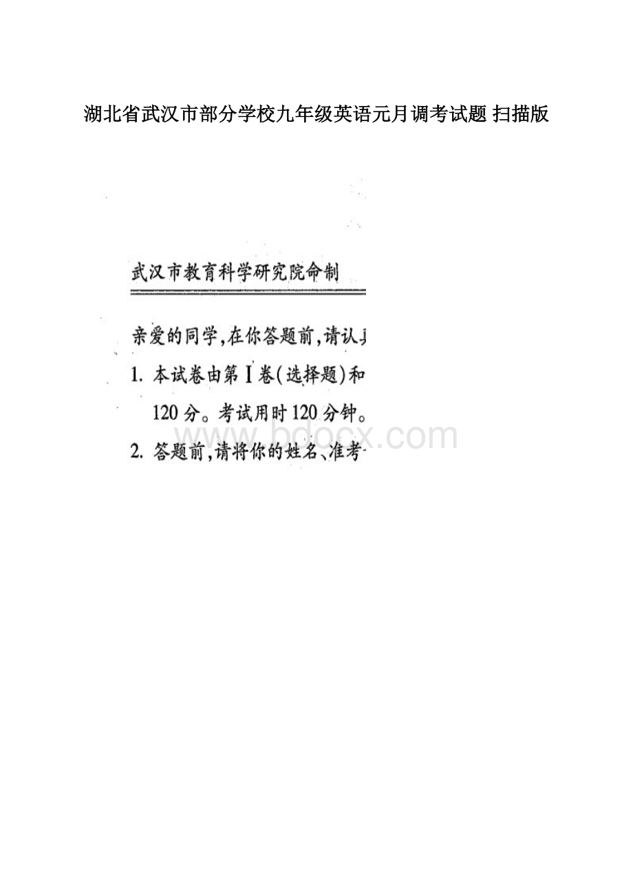 湖北省武汉市部分学校九年级英语元月调考试题 扫描版Word文档下载推荐.docx_第1页