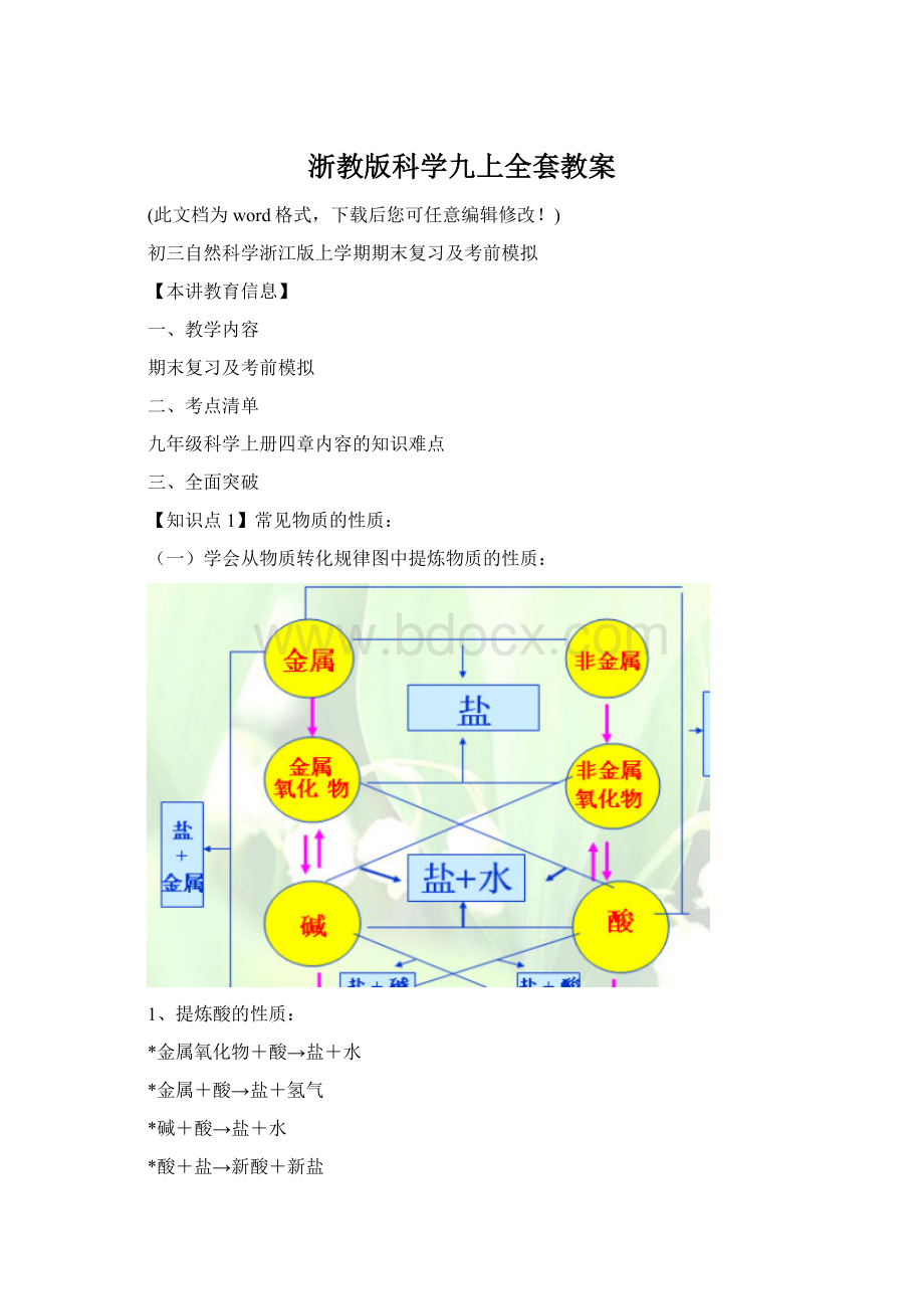 浙教版科学九上全套教案.docx