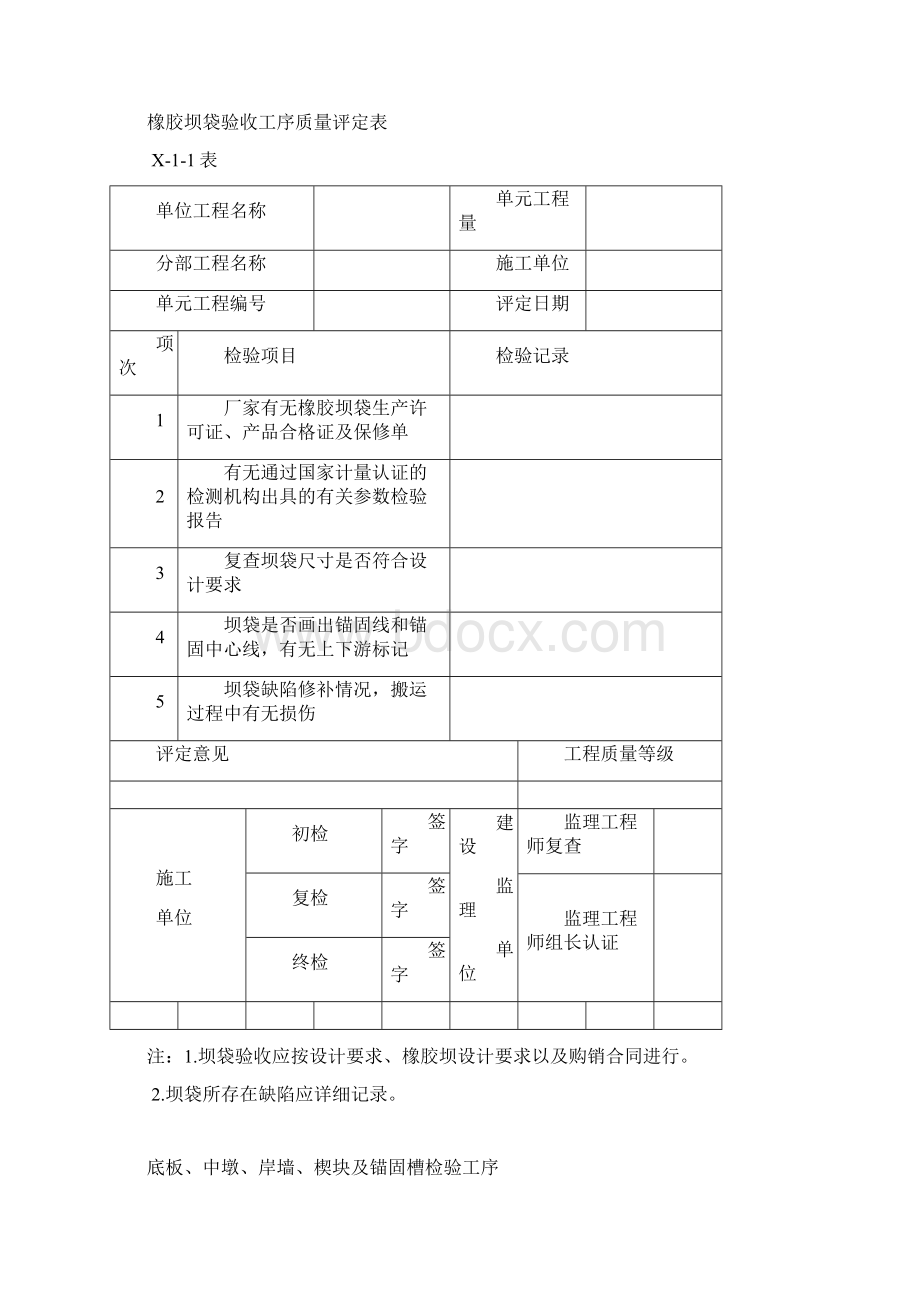 橡胶坝安装单元工程质量评定表.docx_第2页