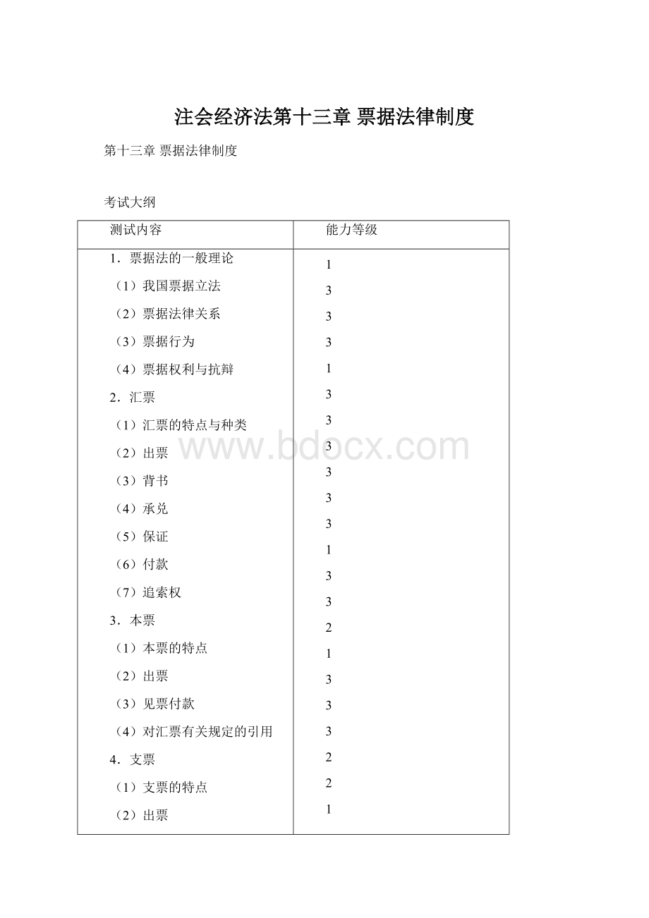 注会经济法第十三章票据法律制度Word文档下载推荐.docx