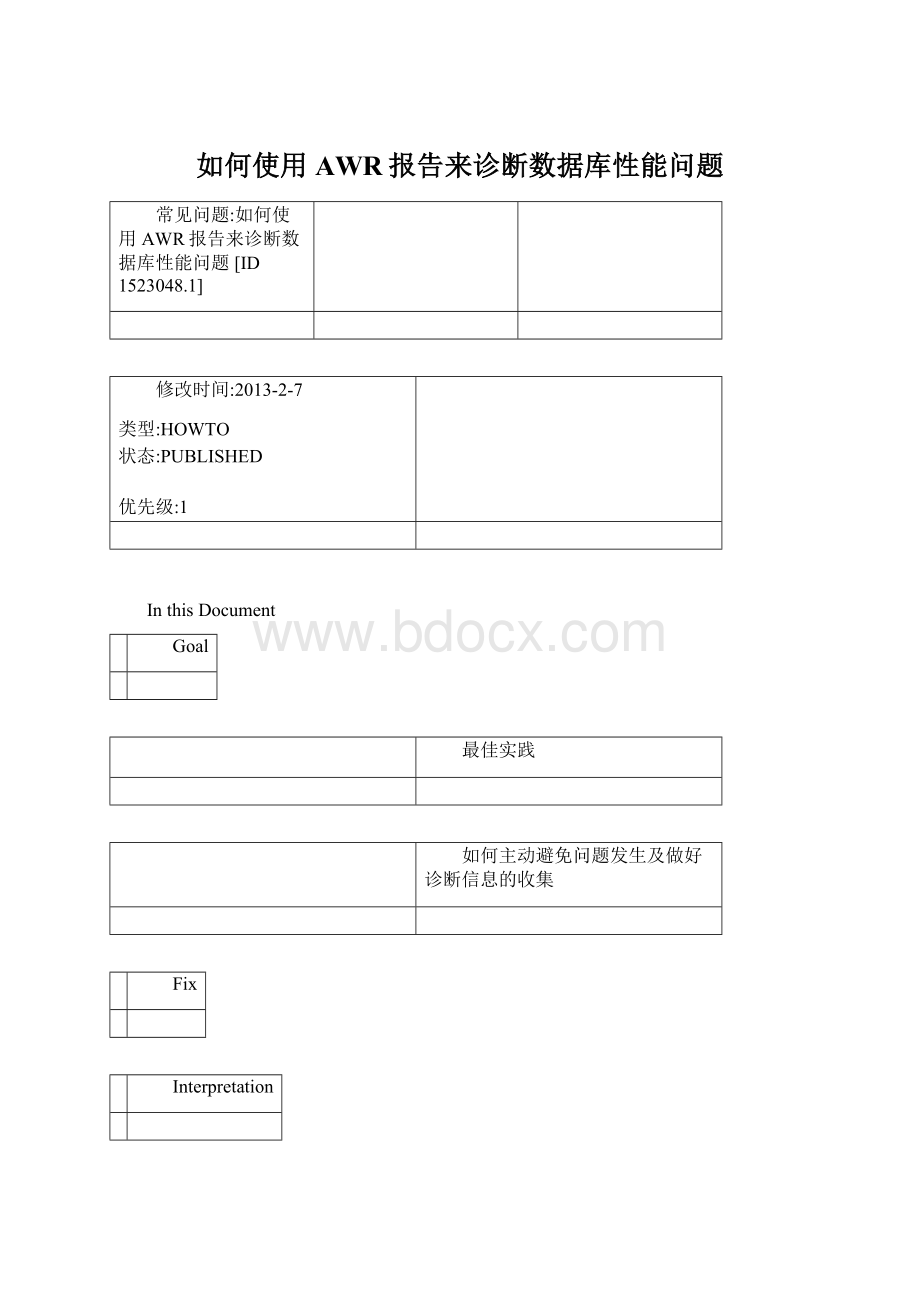 如何使用AWR报告来诊断数据库性能问题Word文档格式.docx_第1页