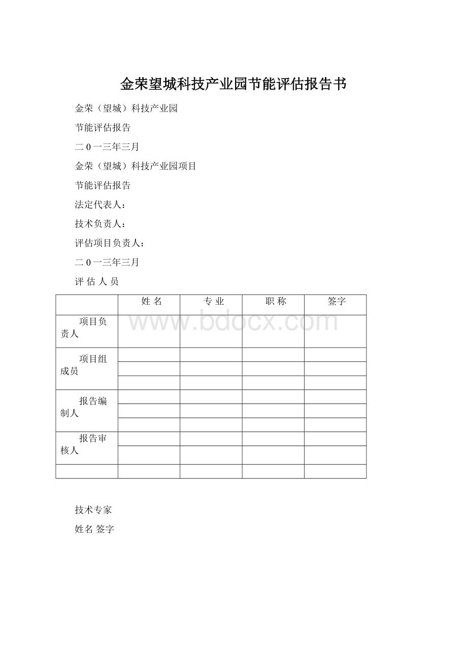 金荣望城科技产业园节能评估报告书文档格式.docx