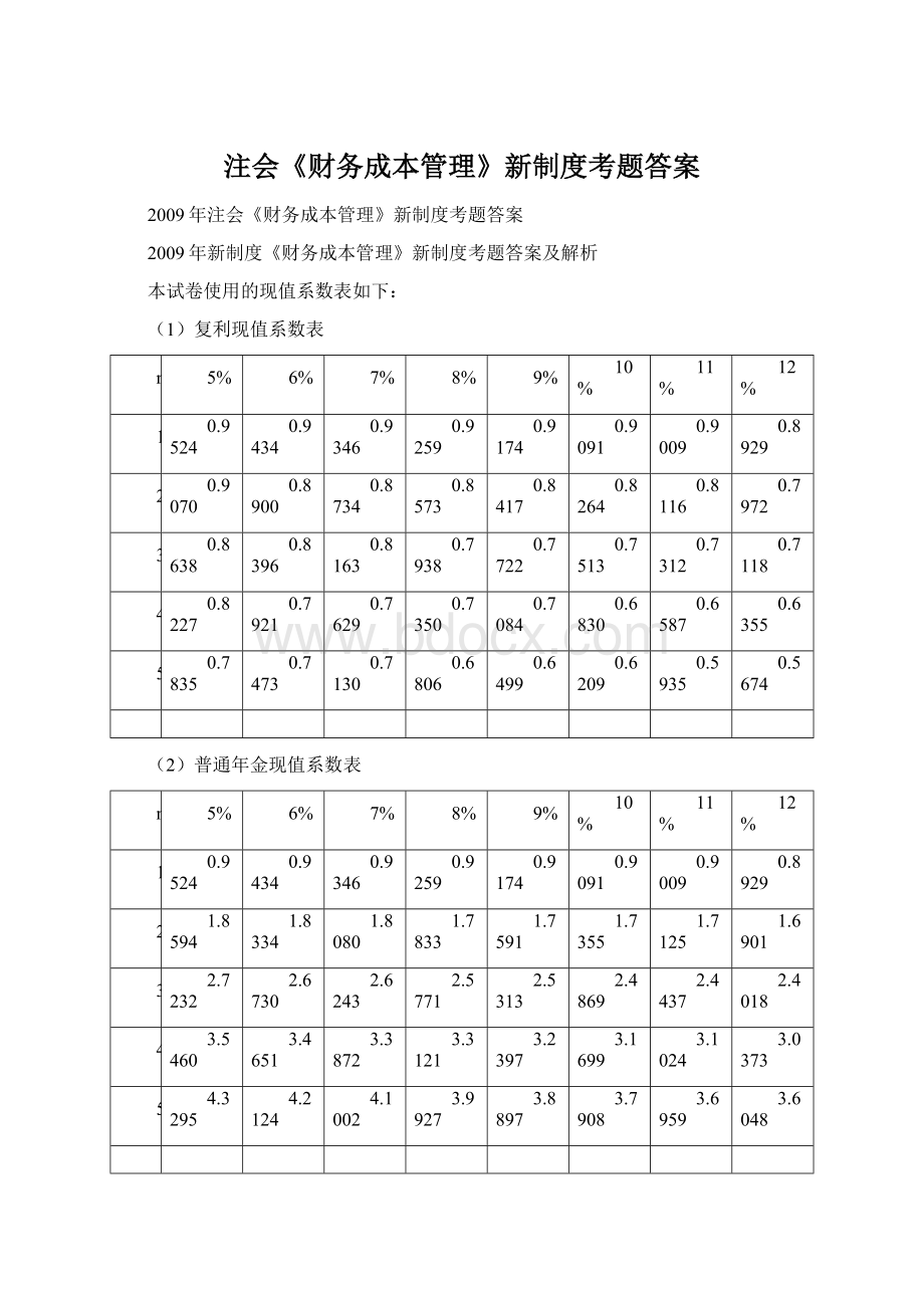 注会《财务成本管理》新制度考题答案Word文档下载推荐.docx