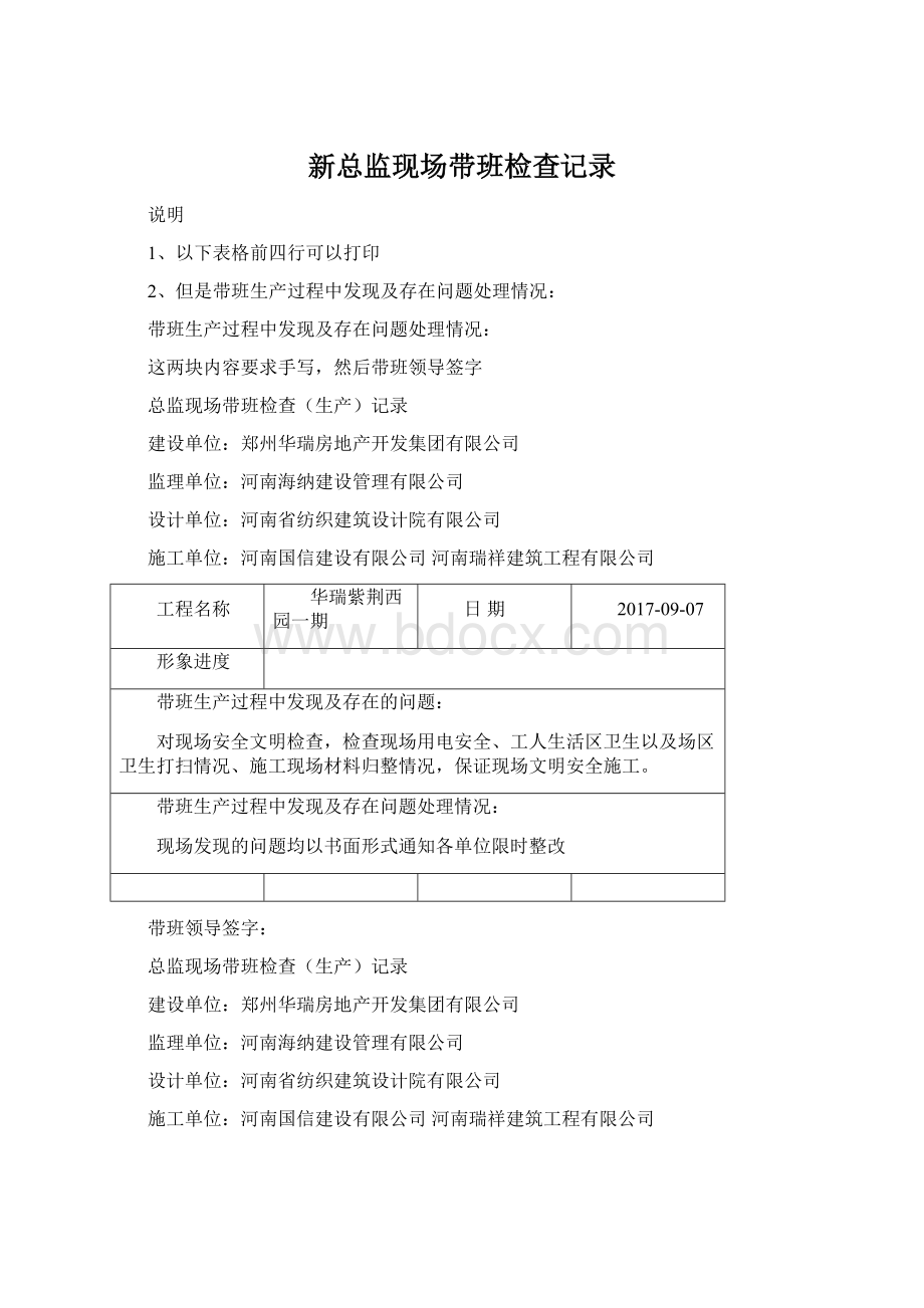 新总监现场带班检查记录.docx