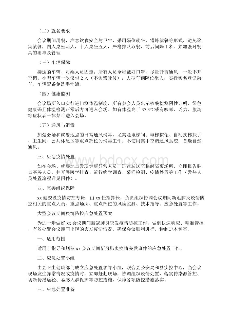 大型会议期间疫情防控工作实施方案及应急预案Word格式.docx_第2页