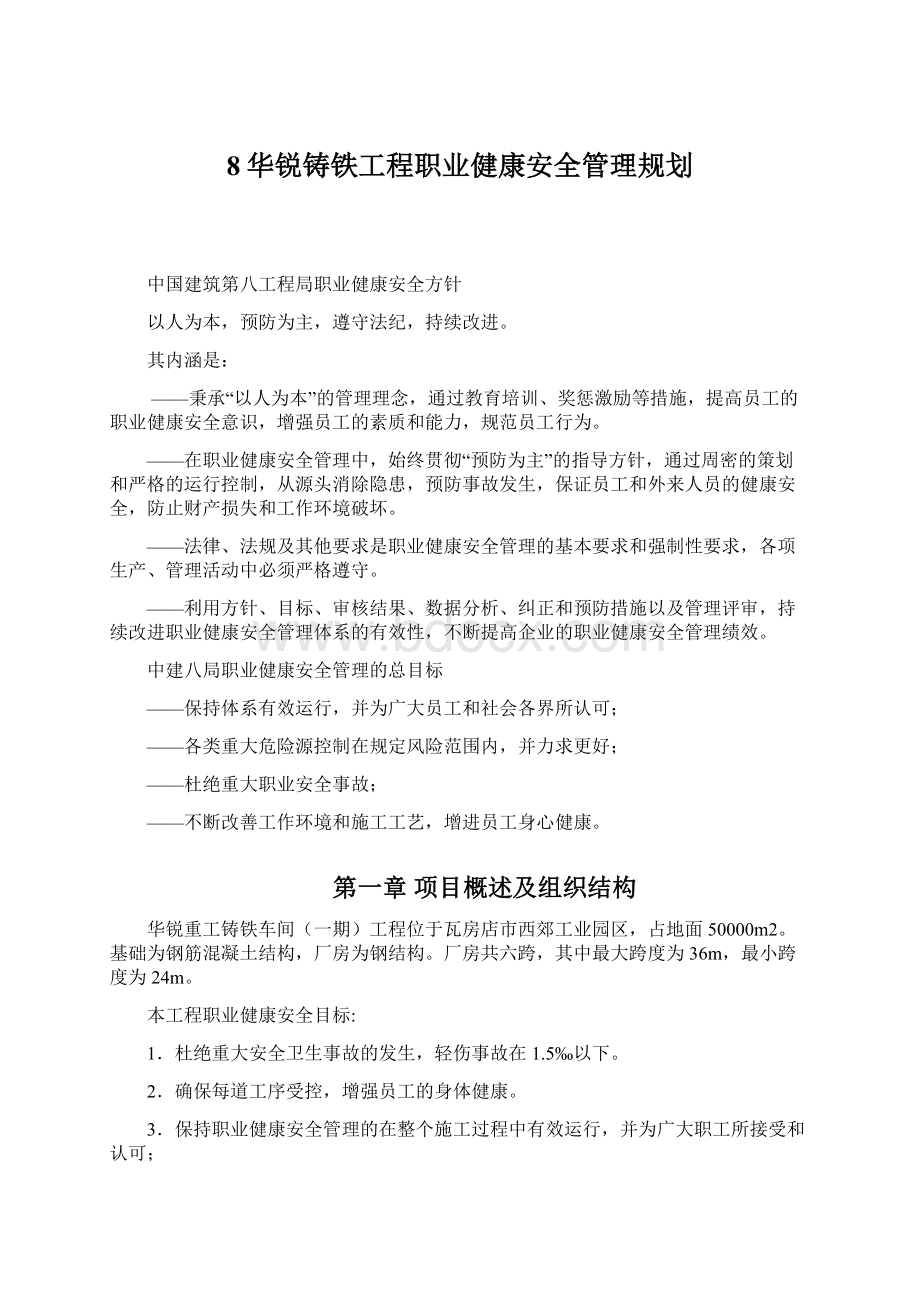 8华锐铸铁工程职业健康安全管理规划.docx_第1页