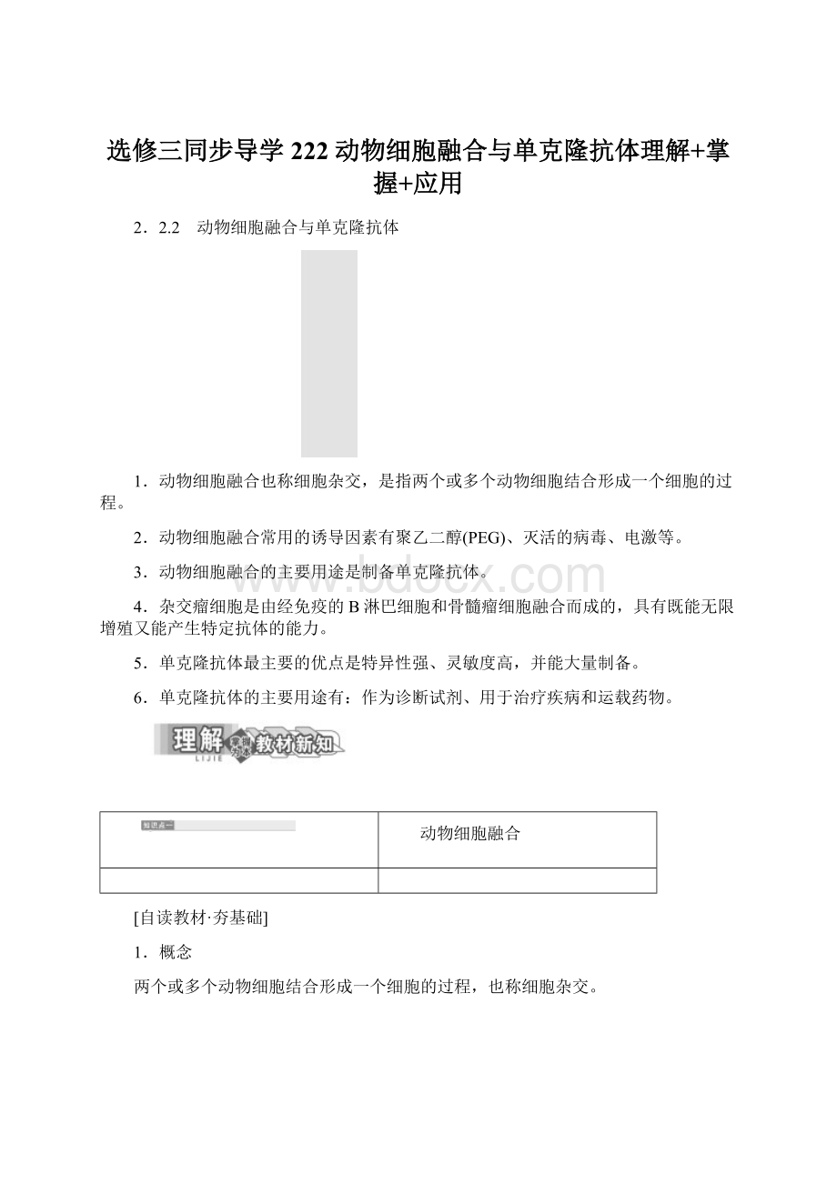 选修三同步导学222 动物细胞融合与单克隆抗体理解+掌握+应用.docx