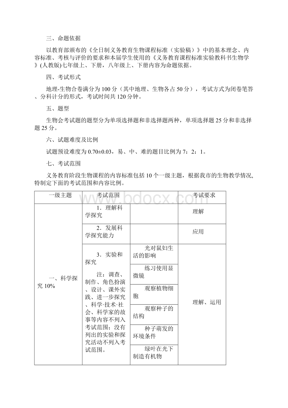 梧州市中考文化学科考试的内容范围和要求生物.docx_第2页