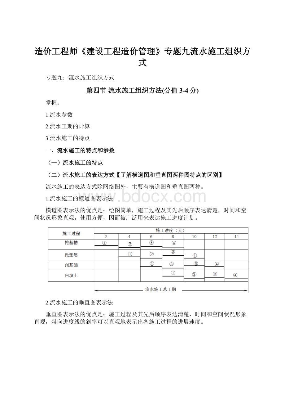 造价工程师《建设工程造价管理》专题九流水施工组织方式.docx_第1页