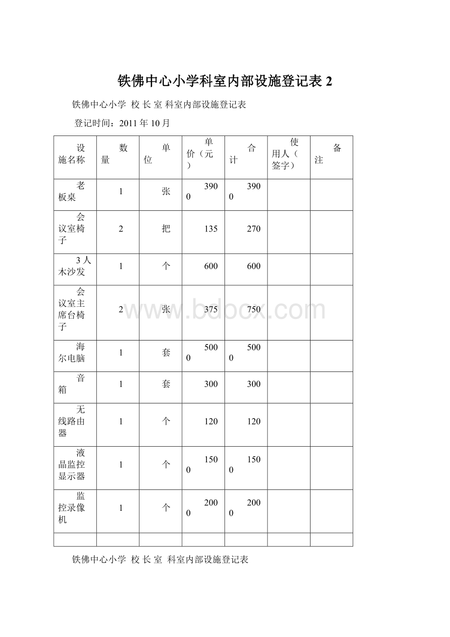 铁佛中心小学科室内部设施登记表2.docx_第1页