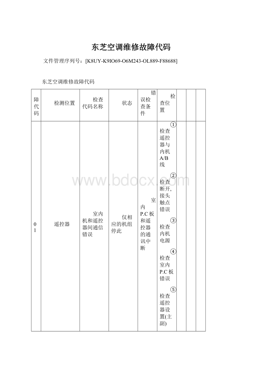 东芝空调维修故障代码Word文档下载推荐.docx