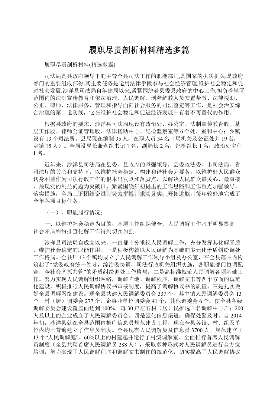 履职尽责剖析材料精选多篇Word文档格式.docx