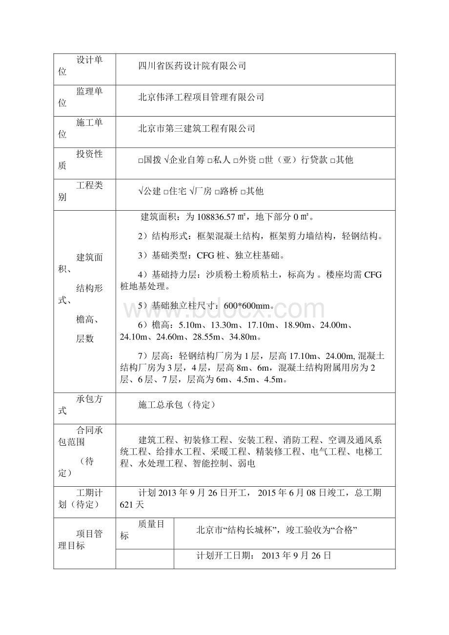 药业生产基地工程施工组织设计Word文档下载推荐.docx_第2页