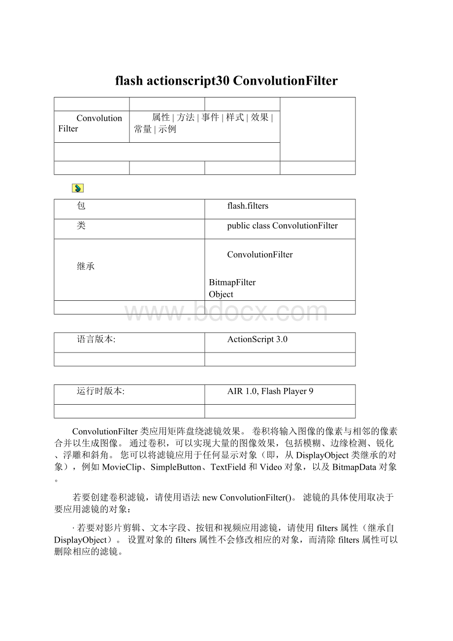 flash actionscript30 ConvolutionFilter.docx_第1页