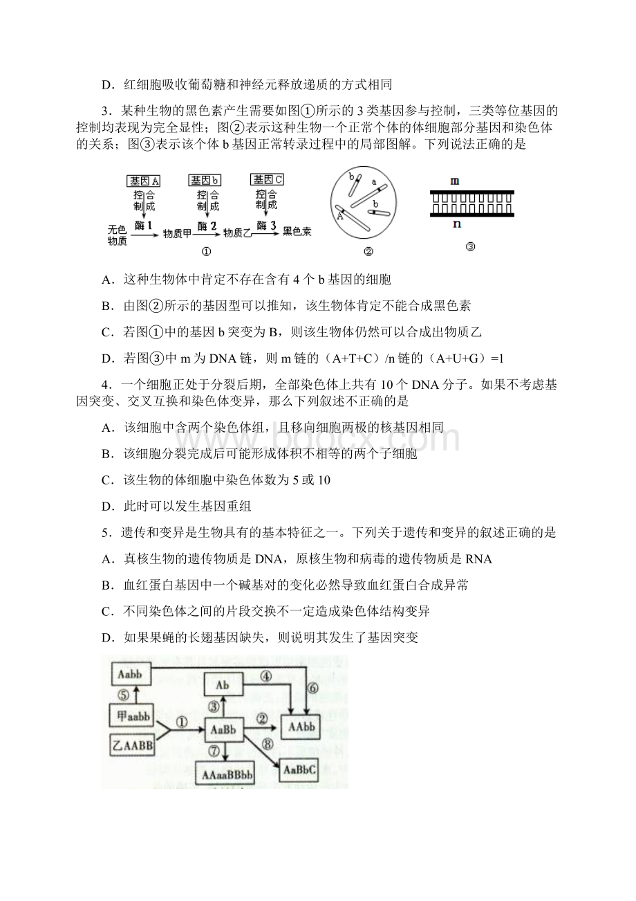 安徽省马鞍山市届高中毕业班第一次教学质量检测理综试题 word版.docx_第2页