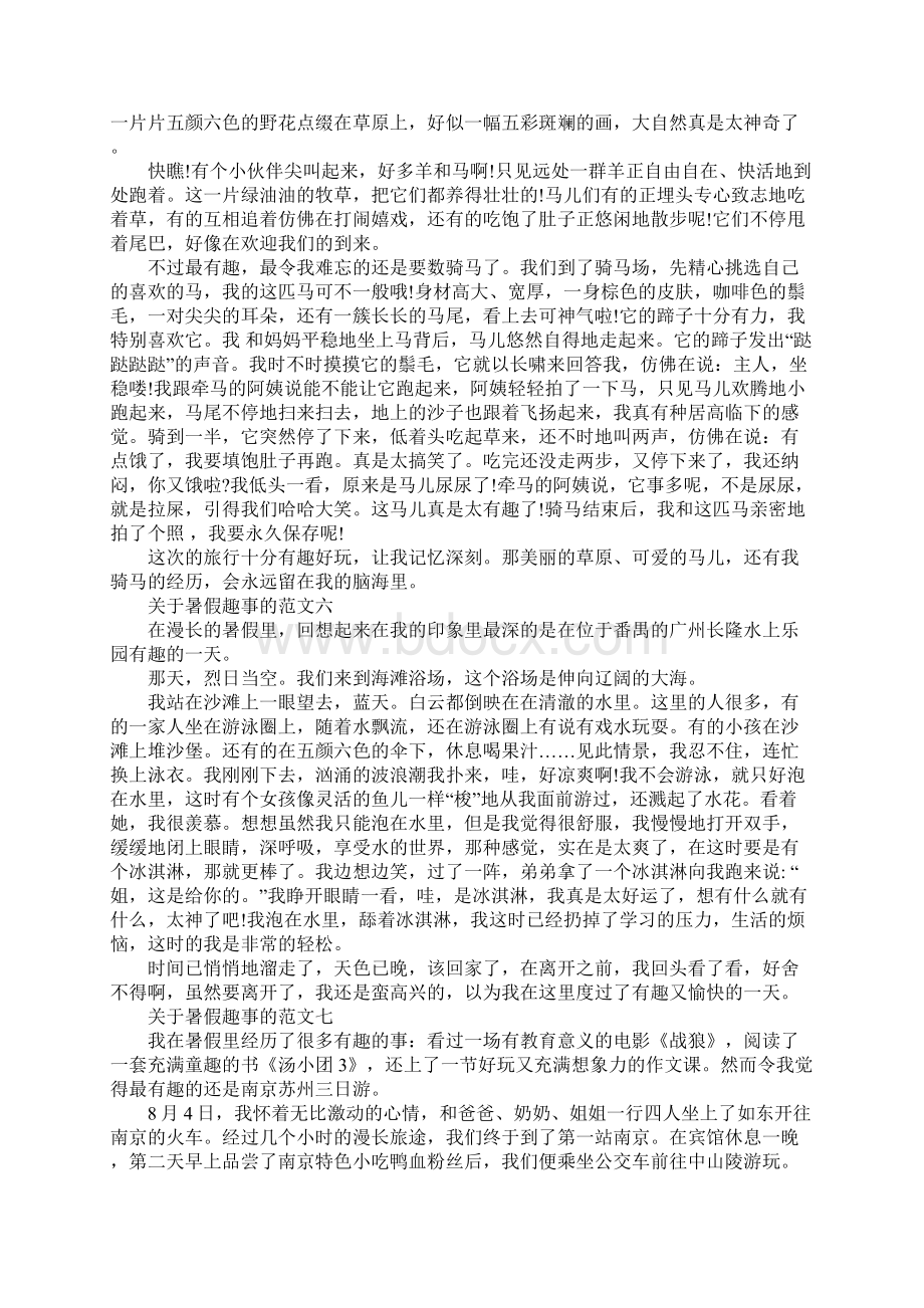 关于暑假趣事的作文范文10篇.docx_第3页