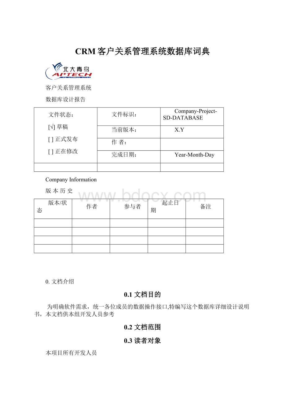 CRM客户关系管理系统数据库词典.docx