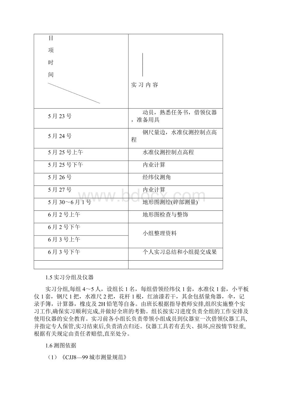 测量实习任务书Word格式文档下载.docx_第2页