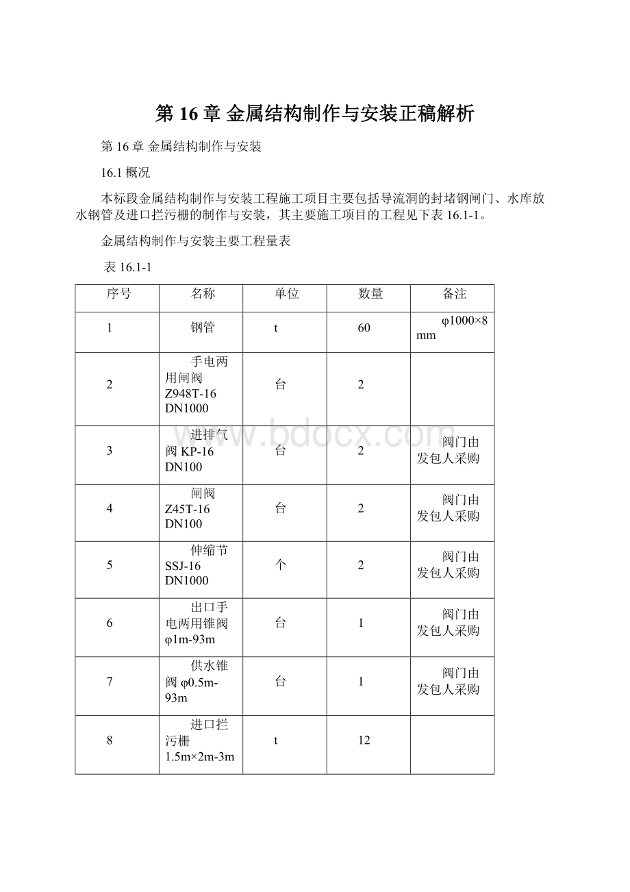 第16章 金属结构制作与安装正稿解析文档格式.docx_第1页