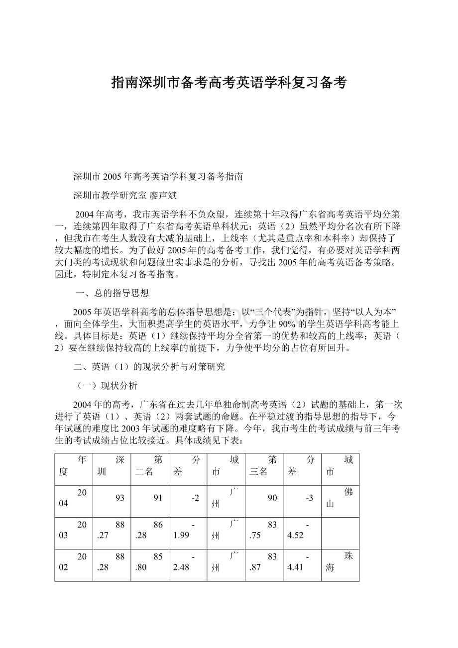 指南深圳市备考高考英语学科复习备考.docx_第1页