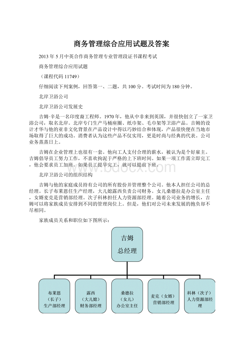 商务管理综合应用试题及答案.docx