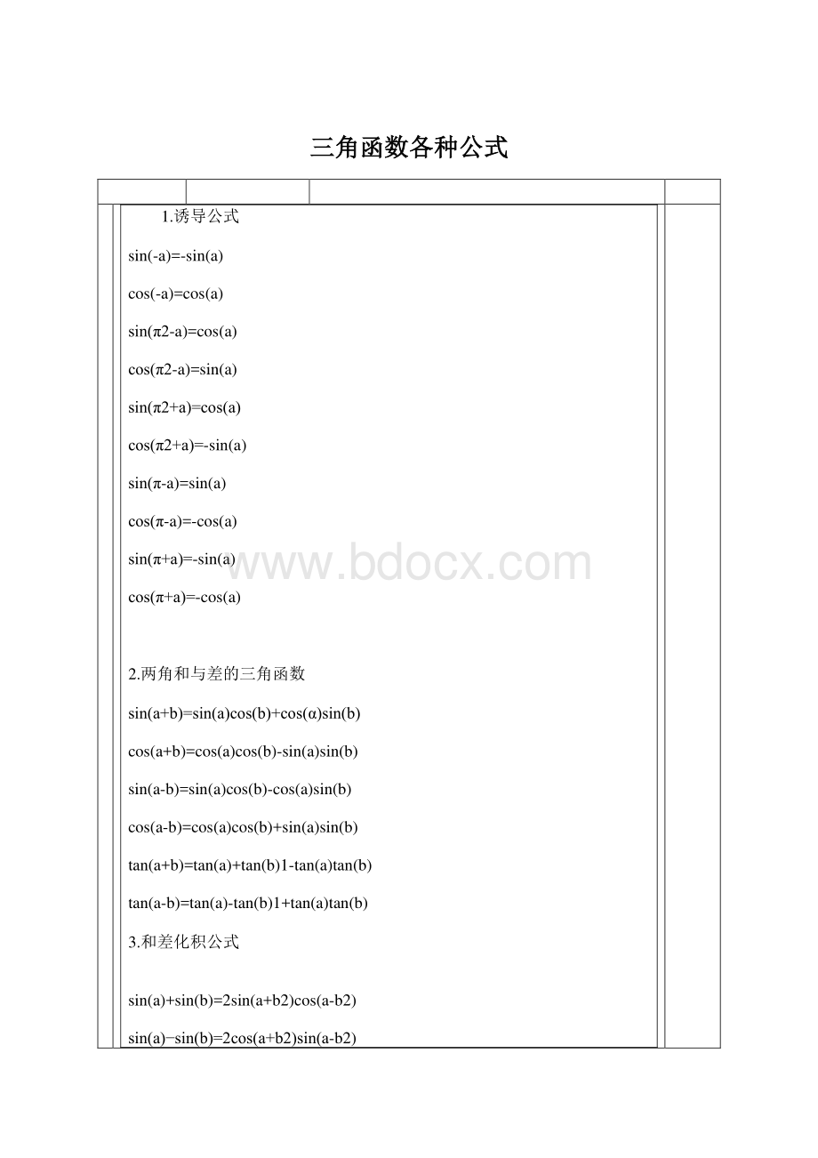 三角函数各种公式Word文档格式.docx