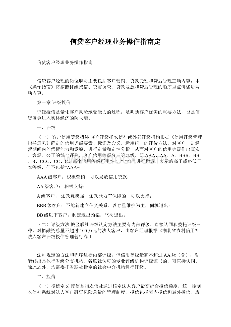 信贷客户经理业务操作指南定Word格式.docx