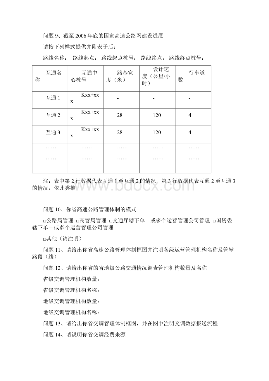 《国家高速公路网交通量观测站点布局规划》调研问卷.docx_第2页