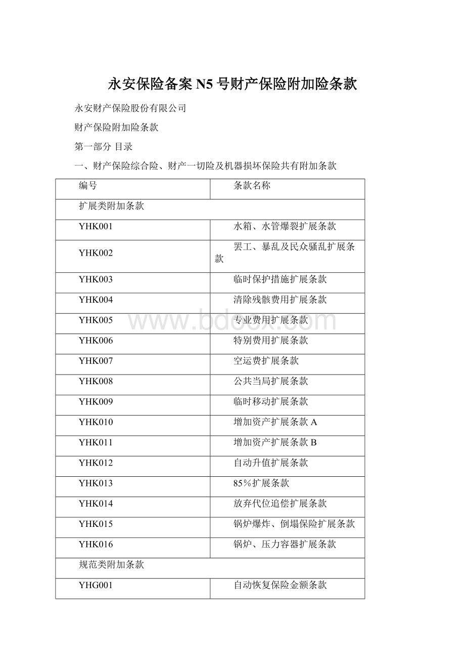 永安保险备案N5号财产保险附加险条款.docx_第1页