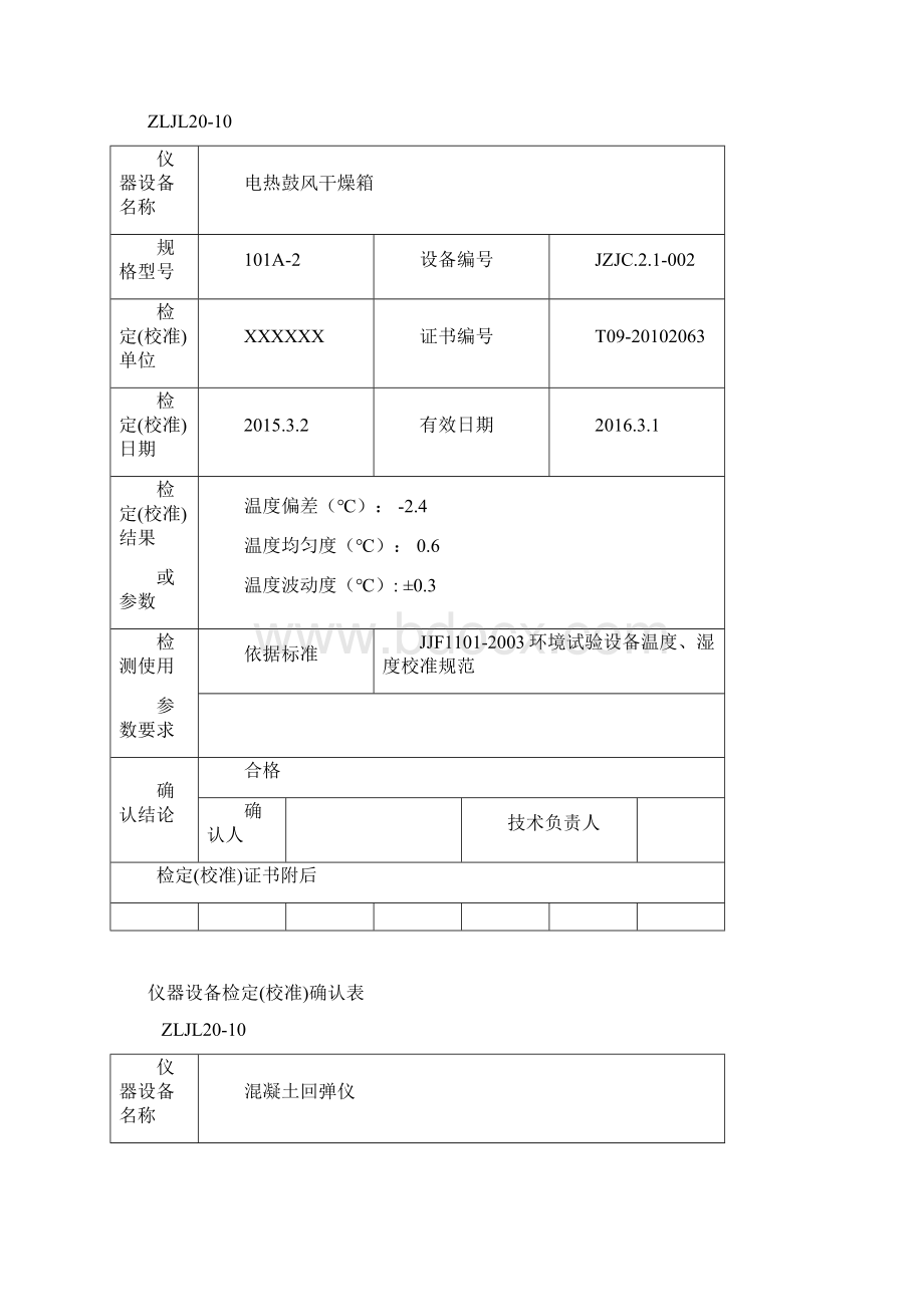 仪器设备检定校准确认表1Word文档下载推荐.docx_第2页