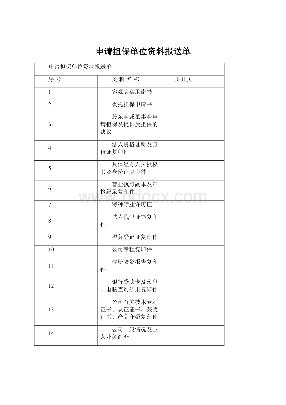 申请担保单位资料报送单.docx_第1页