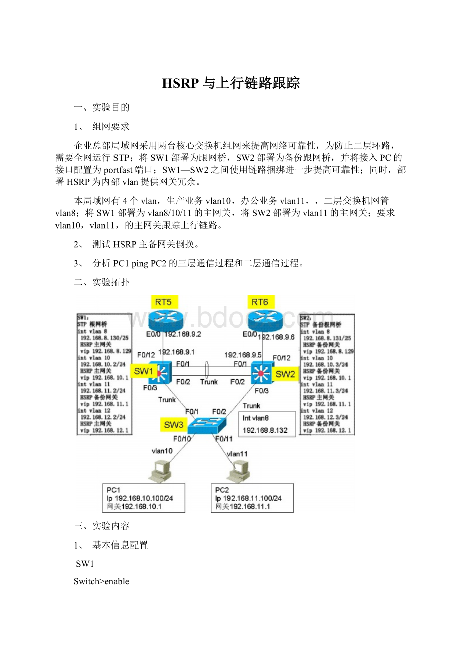 HSRP与上行链路跟踪.docx