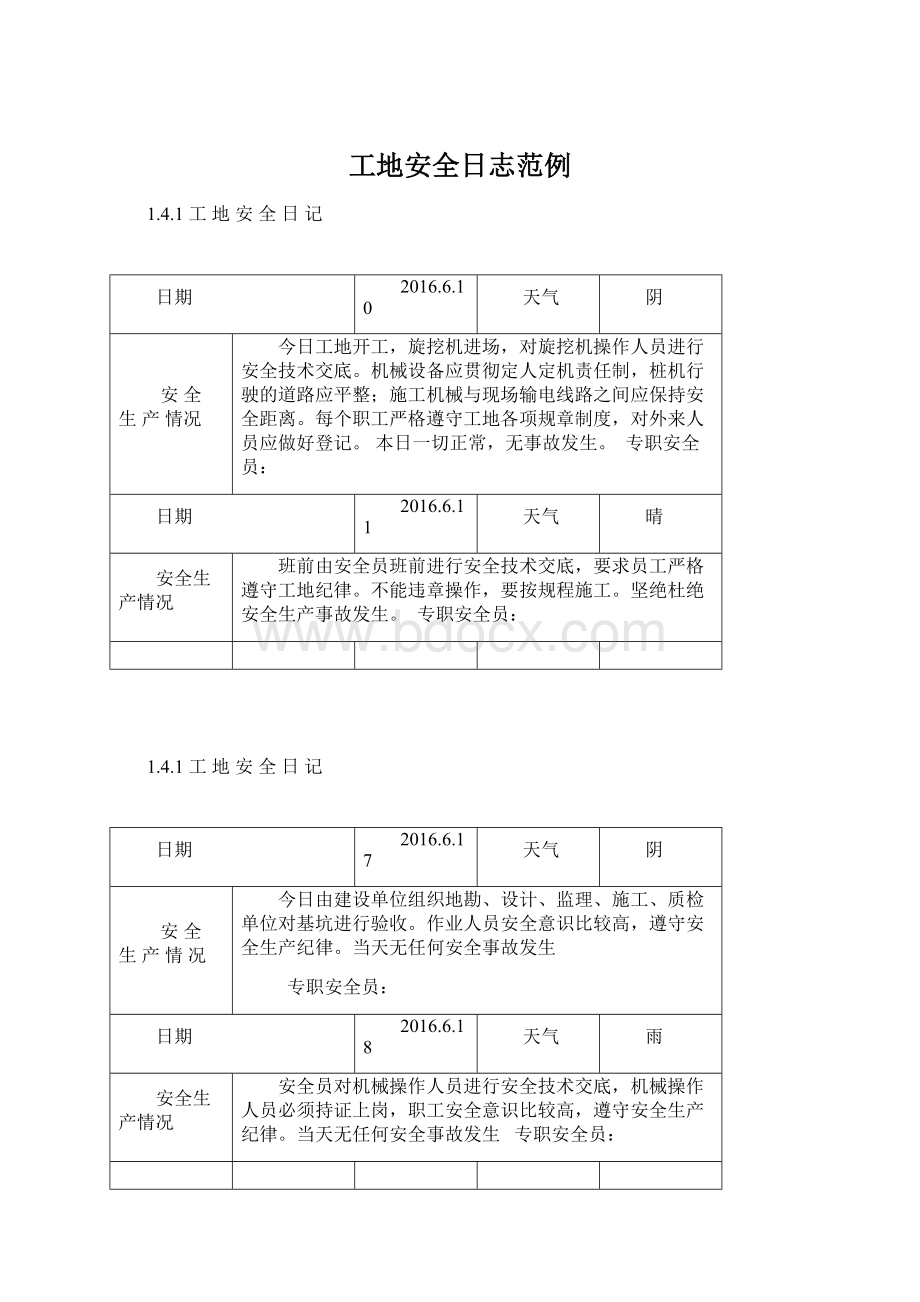 工地安全日志范例.docx