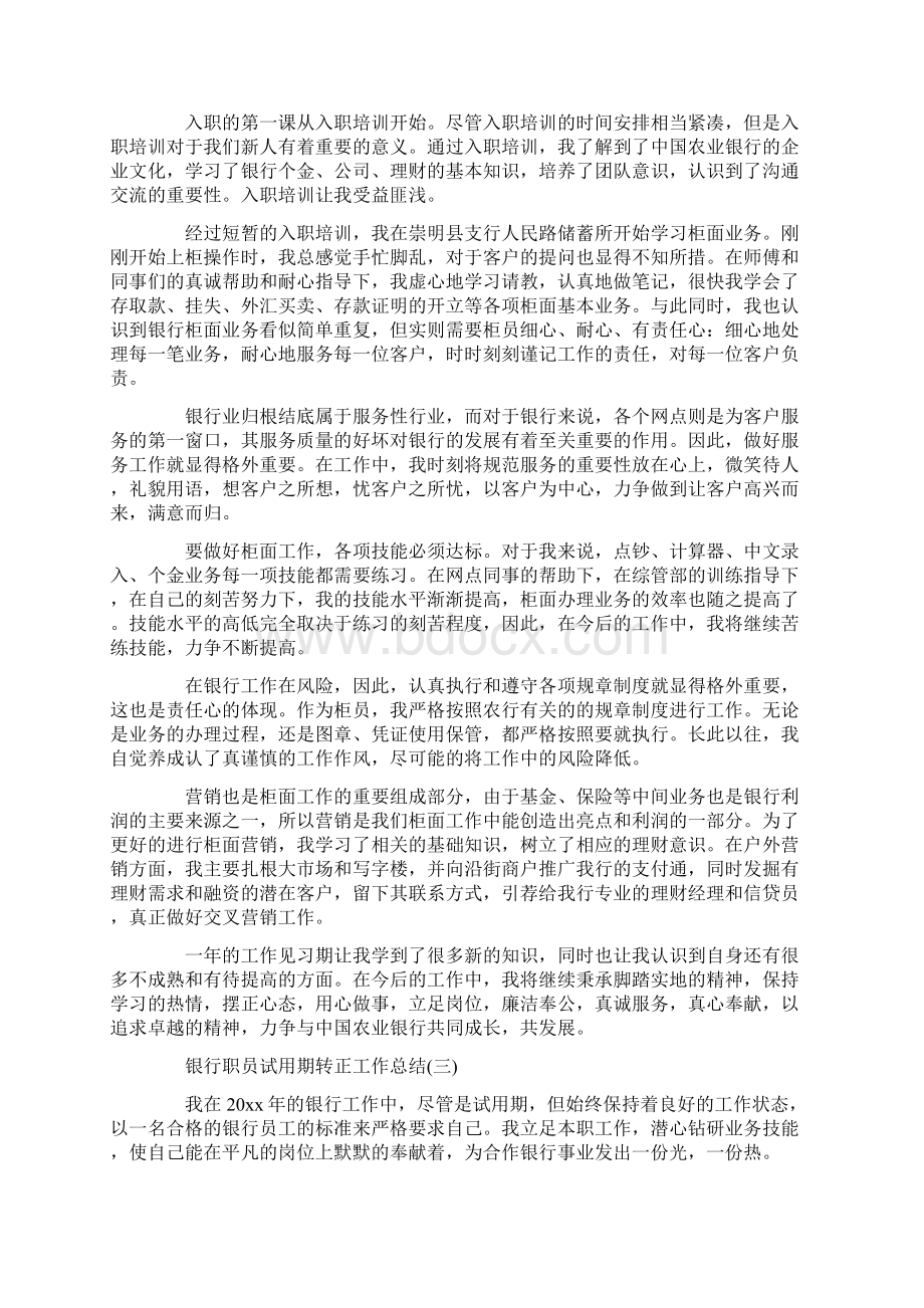 银行职员试用期转正工作总结.docx_第2页