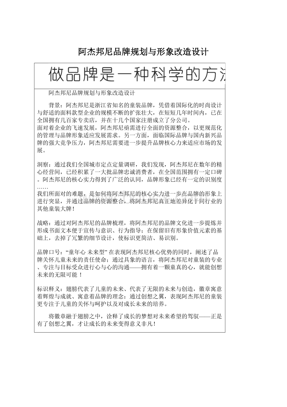 阿杰邦尼品牌规划与形象改造设计Word格式.docx