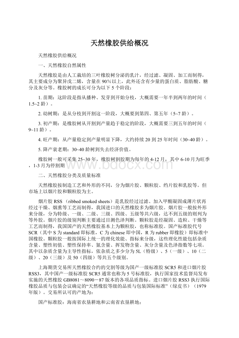 天然橡胶供给概况Word文档格式.docx_第1页