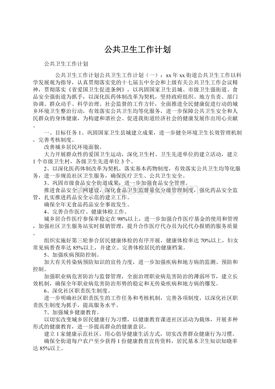 公共卫生工作计划.docx