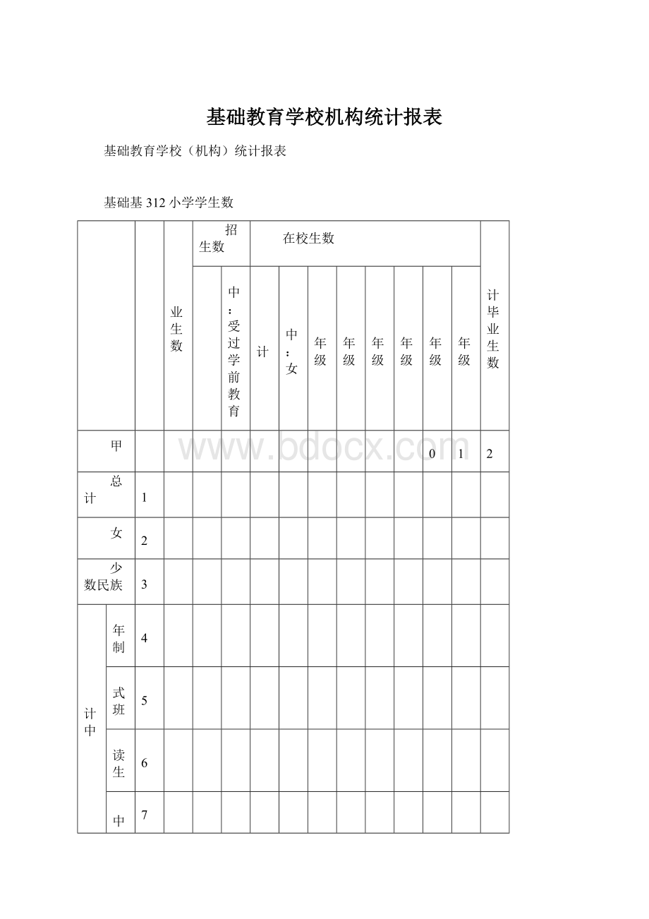 基础教育学校机构统计报表Word文件下载.docx