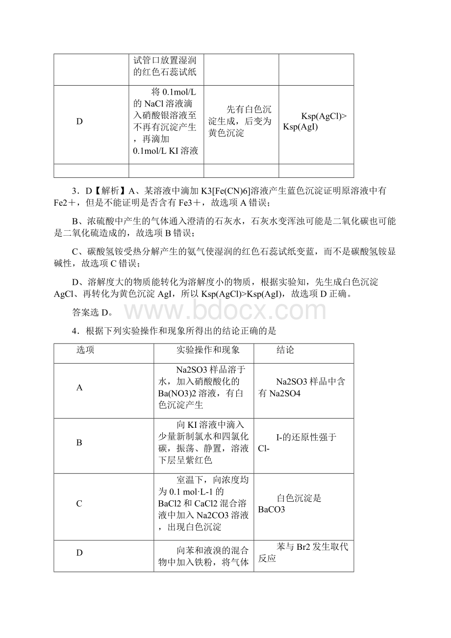 届高考化学一轮热点强化训练表格类化学实验选择题解析Word文档格式.docx_第3页