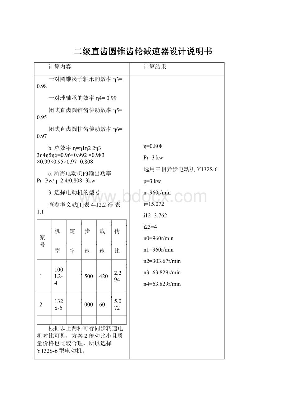 二级直齿圆锥齿轮减速器设计说明书.docx_第1页