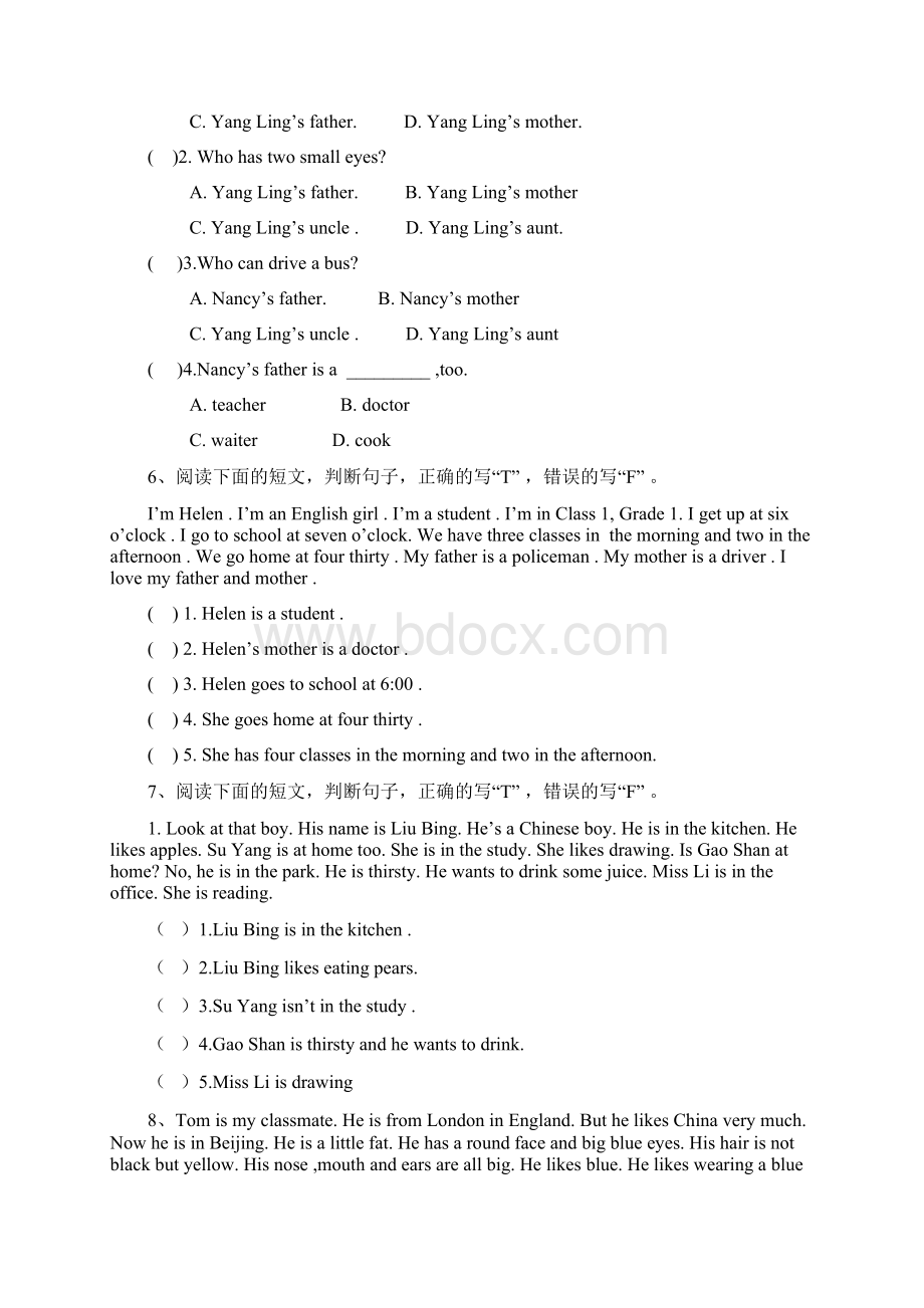 小学四年级下英语阅读理解题组20.docx_第3页